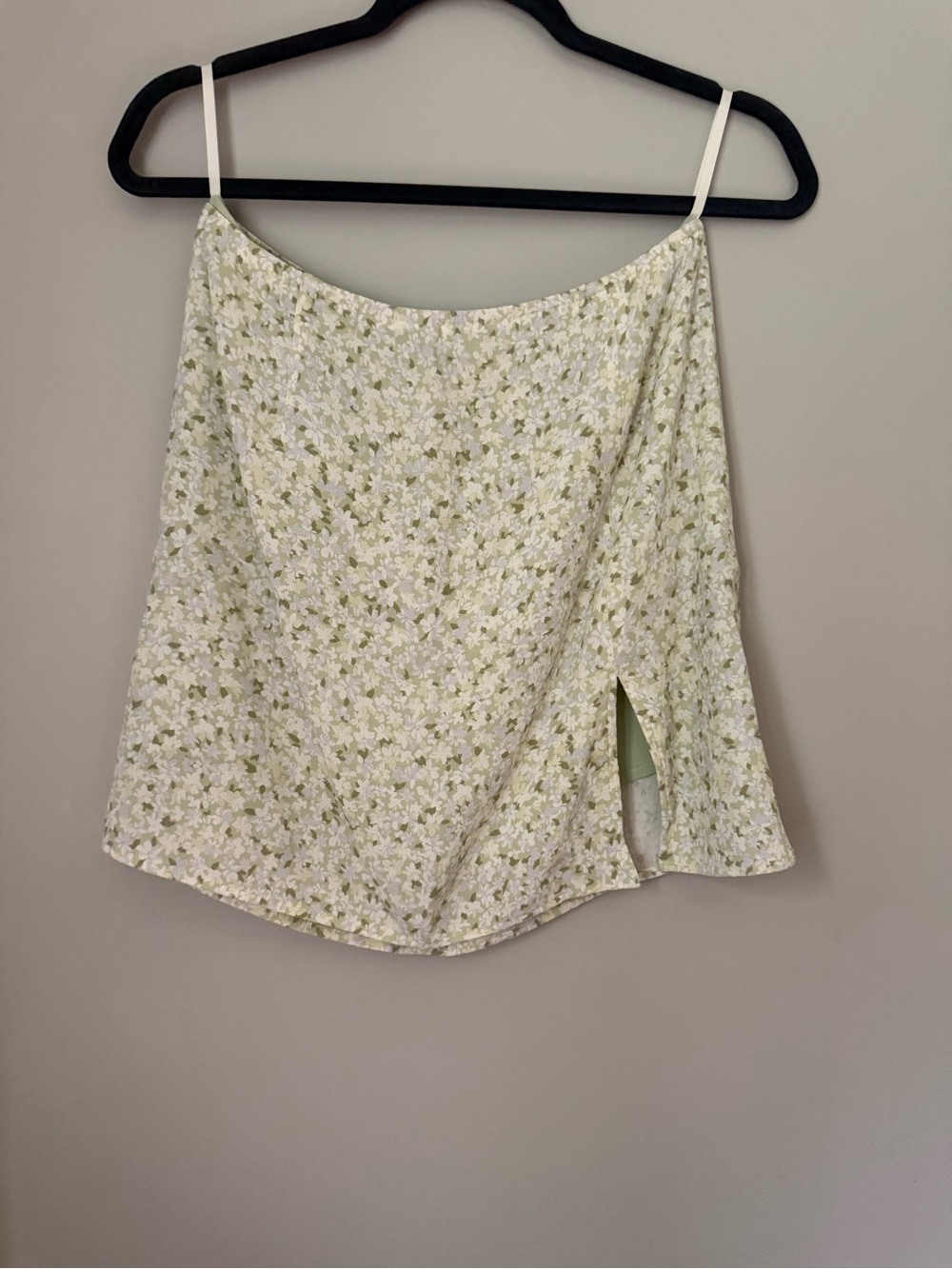 Sunday Best Pale Green Floral Mini Skirt with Side Slit